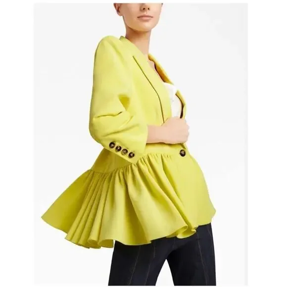 CINQ À SEPT Kourtney Ruffled Blazer Yuzu Size 6 - Picture 5 of 12